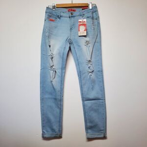 NEW Wax Jean Collection Size 5 Los Angeles Skinny Jeans Light Wash‎ Distressed